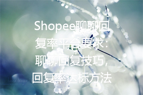 Shopee聊聊回复率平台要求：聊聊回复技巧，回复率达标方法