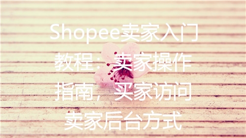 Shopee卖家入门教程：卖家操作指南，买家访问卖家后台方式