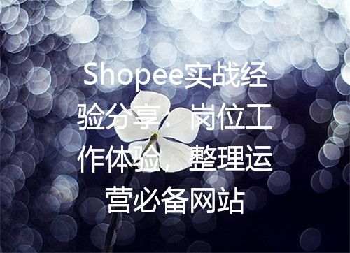 Shopee实战经验分享：岗位工作体验，整理运营必备网站