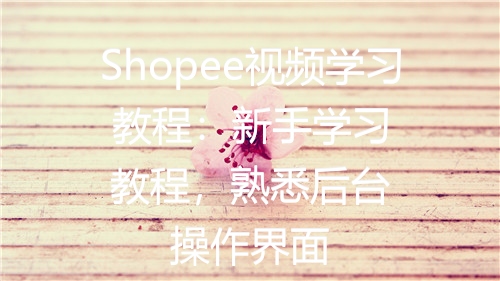 Shopee视频学习教程：新手学习教程，熟悉后台操作界面