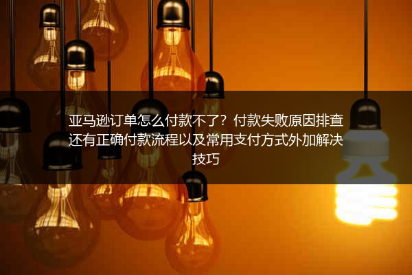 亚马逊订单怎么付款不了？付款失败原因排查还有正确付款流程以及常用支付方式外加解决技巧