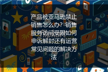 产品被亚马逊禁止销售怎么办？销售服务访问受限如何申诉解封还有运营常见问题的解决方法