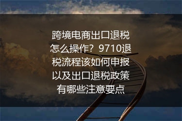 跨境电商出口退税怎么操作？9710退税流程该如何申报以及出口退税政策有哪些注意要点