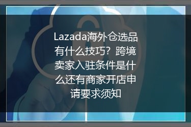 Lazada海外仓选品有什么技巧？跨境卖家入驻条件是什么还有商家开店申请要求须知